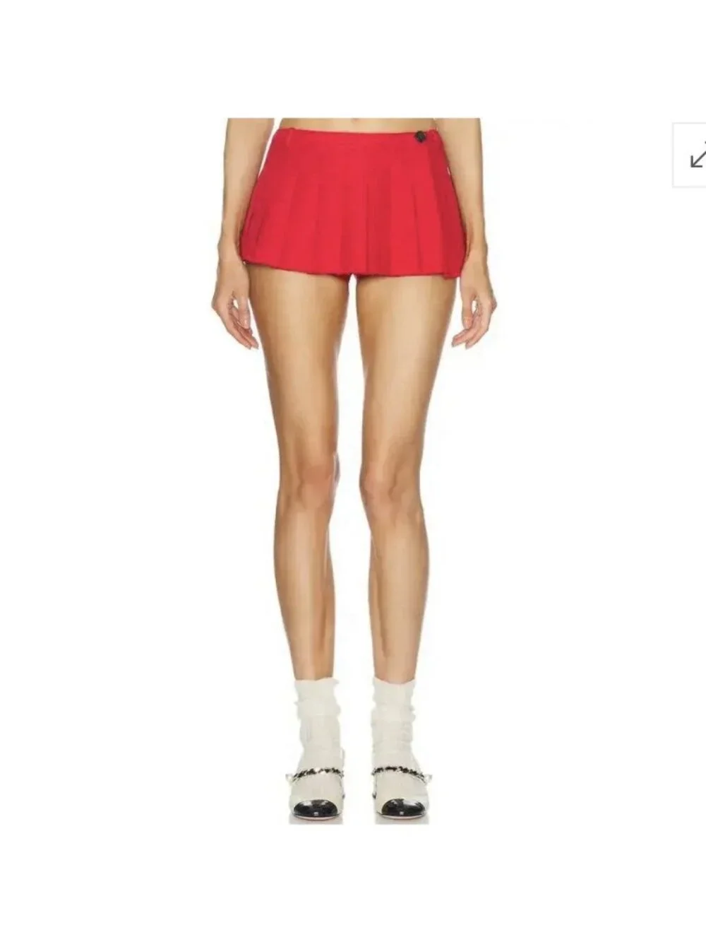Sandy Liang Franc Micro Skort Mini Pleated Red - Picture 10 of 13